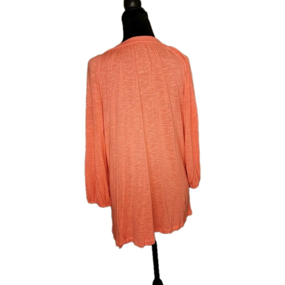 Apt 9  Coral 3/4 Sleeve Top Women's 0X Boho Peasant Prairie Casual Loose Fit - Picture 3 of 7
